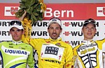 The final podium of the Tour de Suisse 2009: Martin, Cancellara, Kreuziger